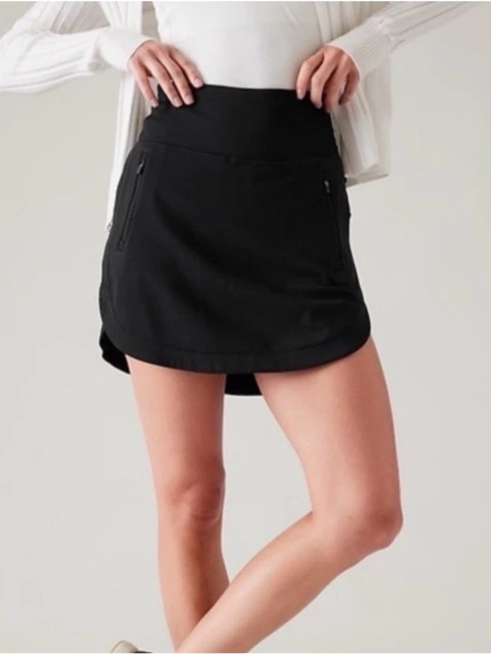 Athleta Women's Black Fairway Golf Skort 16” 1X High Rise Skirt Tennis Preppy